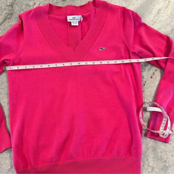 Vineyard Vines Pink V-Neck Heritage Cotton Sweater Size Small - Picture 6 of 9